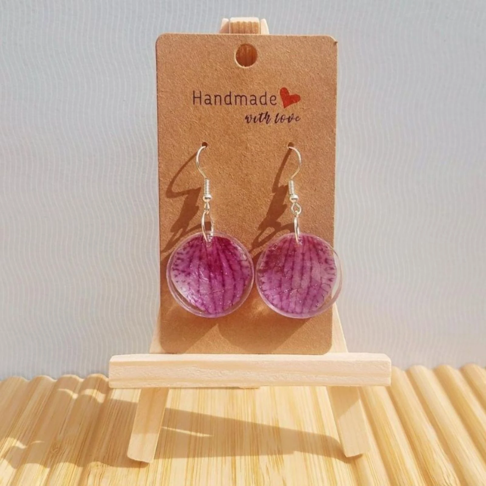Boucles d'oreilles rondes pétales d'orchidée 